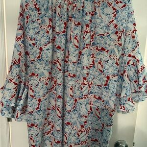 Ralph Lauren Floral Women's Top - Red and Blue